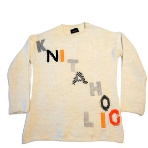 Zara knit womens oversized off white winter knitted sweater size small/medium